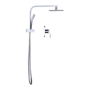 WELS 8" Rain Shower Head Set Square Dual Heads Faucet High Pressure With Mixer V63-828011