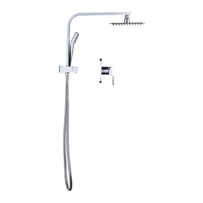 WELS 8" Rain Shower Head Set Square Dual Heads Faucet High Pressure With Mixer V63-828011