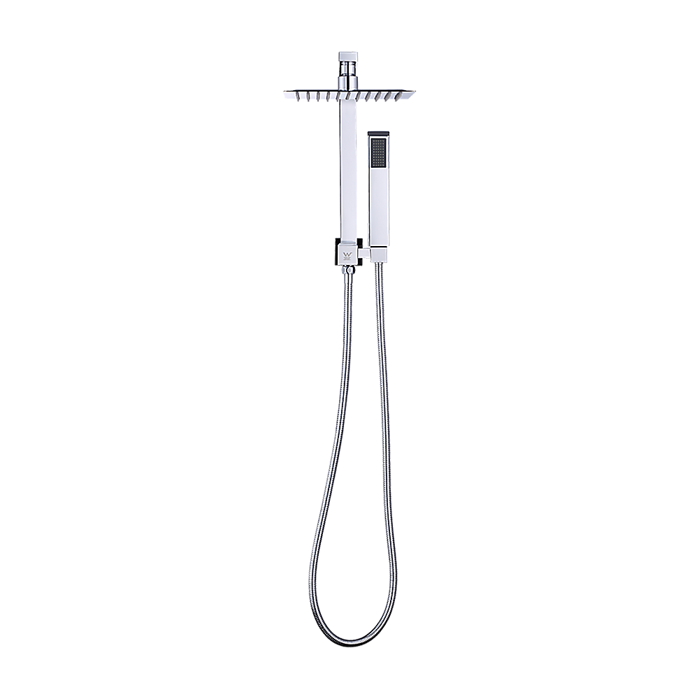 WELS 8" Rain Shower Head Set Square Dual Heads Faucet High Pressure Hand Held V63-828021