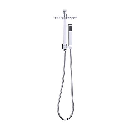 WELS 8" Rain Shower Head Set Square Dual Heads Faucet High Pressure Hand Held V63-828021
