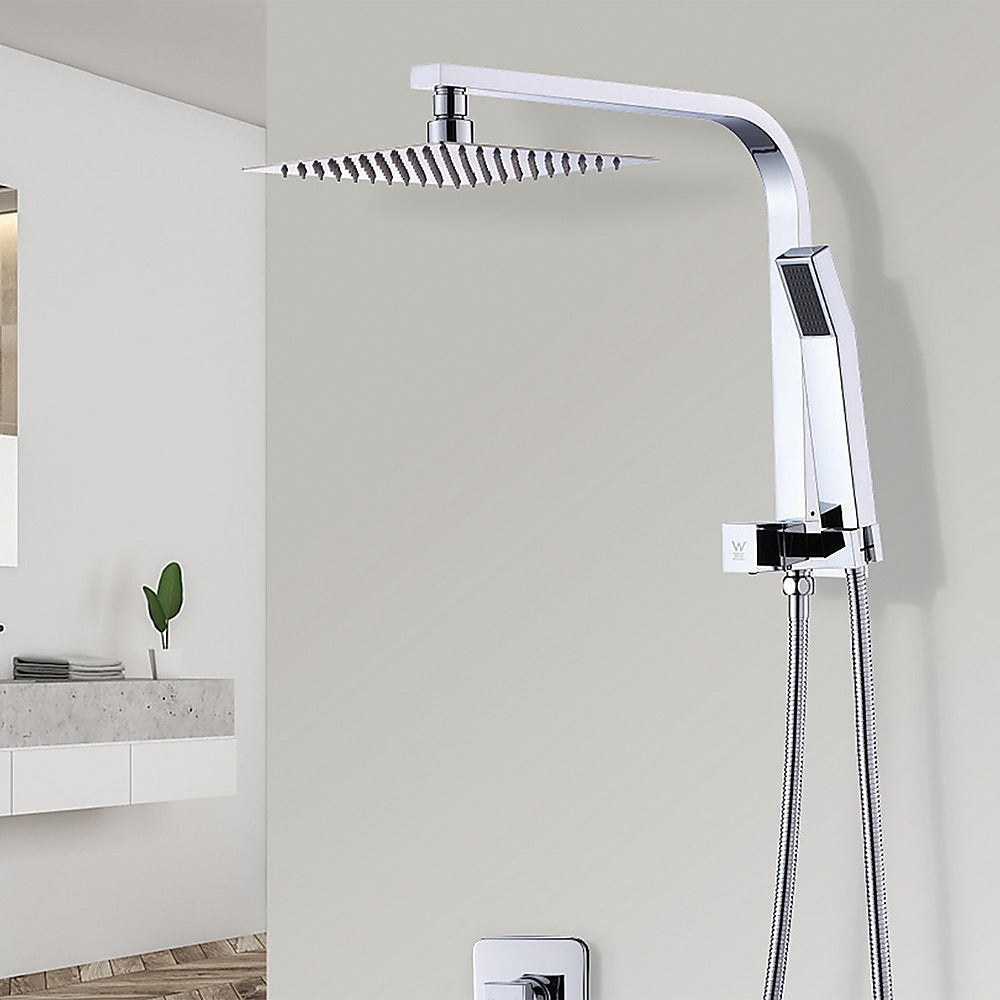WELS 8" Rain Shower Head Set Square Dual Heads Faucet High Pressure Hand Held V63-828021