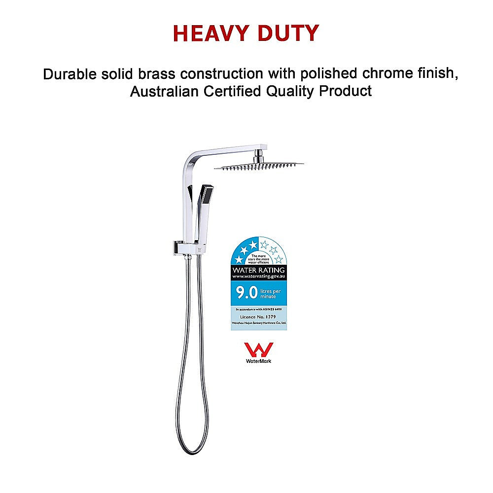 WELS 8" Rain Shower Head Set Square Dual Heads Faucet High Pressure Hand Held V63-828021