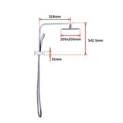 WELS 8" Rain Shower Head Set Square Dual Heads Faucet High Pressure Hand Held V63-828021