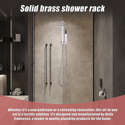 WELS 8" Rain Shower Head Set Square Dual Heads Faucet High Pressure Hand Held V63-828021