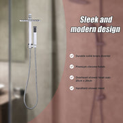 WELS 8" Rain Shower Head Set Square Dual Heads Faucet High Pressure Hand Held V63-828021