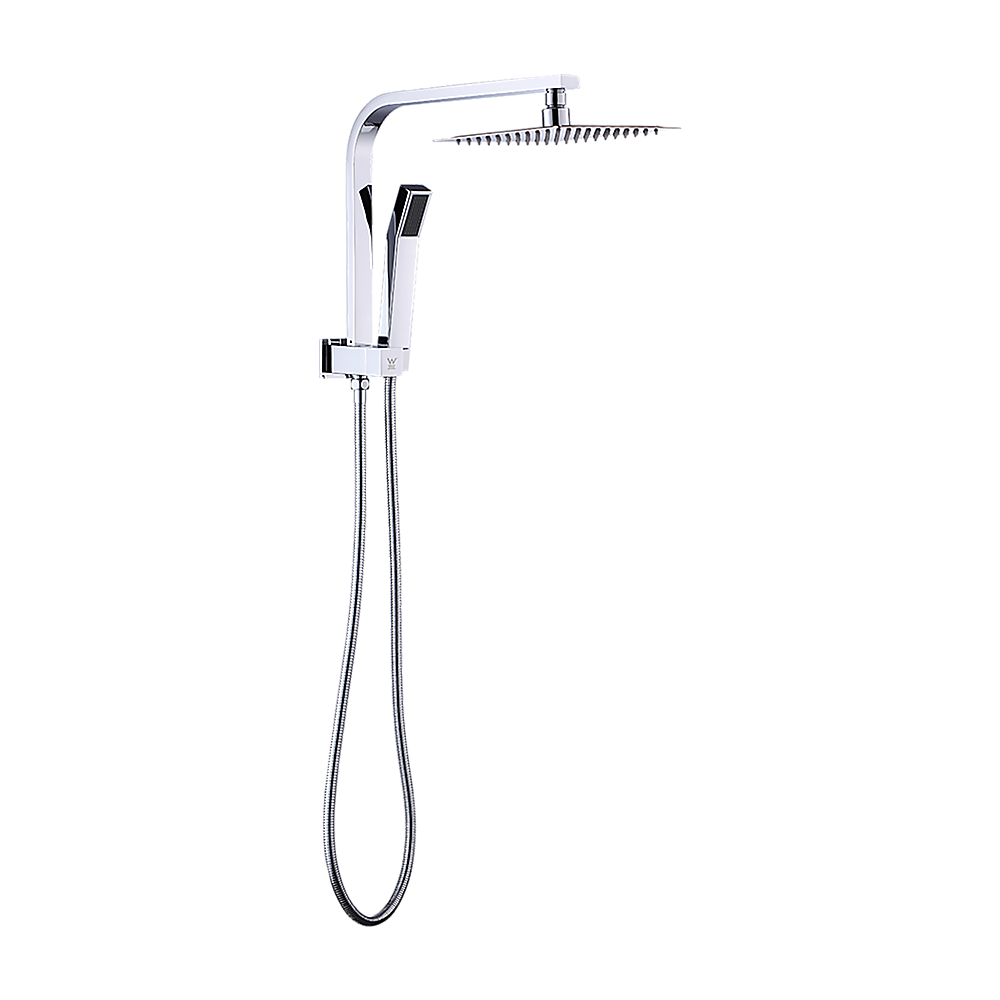 WELS 8" Rain Shower Head Set Square Dual Heads Faucet High Pressure Hand Held V63-828021