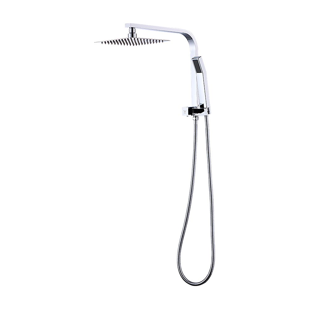 WELS 8" Rain Shower Head Set Square Dual Heads Faucet High Pressure Hand Held V63-828021