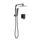 WELS 8" Rain Shower Head Set Square Dual Heads Faucet High Pressure With Mixer V63-828031