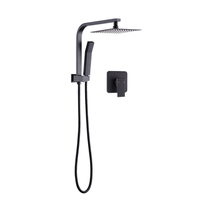WELS 8" Rain Shower Head Set Square Dual Heads Faucet High Pressure With Mixer V63-828031