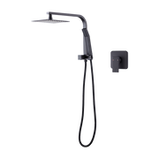 WELS 8" Rain Shower Head Set Square Dual Heads Faucet High Pressure With Mixer V63-828031