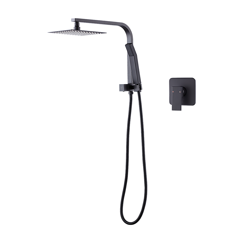 WELS 8" Rain Shower Head Set Square Dual Heads Faucet High Pressure With Mixer V63-828031