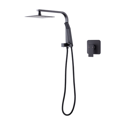 WELS 8" Rain Shower Head Set Square Dual Heads Faucet High Pressure With Mixer V63-828031