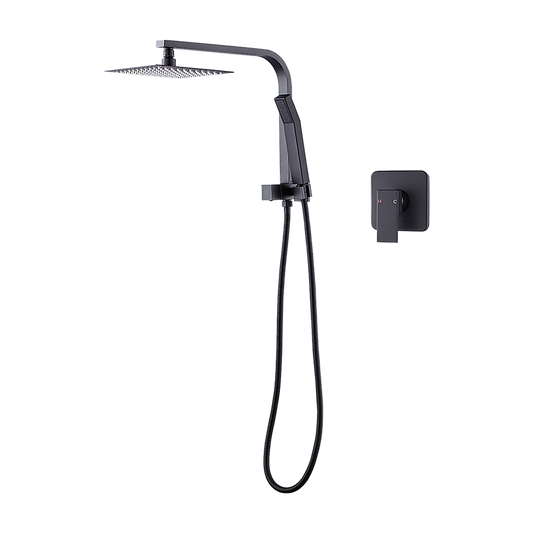 WELS 8" Rain Shower Head Set Square Dual Heads Faucet High Pressure With Mixer V63-828031