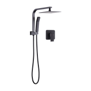 WELS 8" Rain Shower Head Set Square Dual Heads Faucet High Pressure With Mixer V63-828031