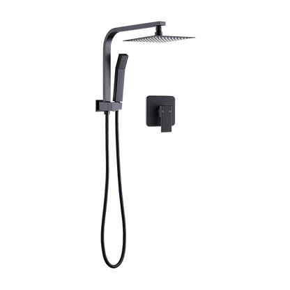 WELS 8" Rain Shower Head Set Square Dual Heads Faucet High Pressure With Mixer V63-828031