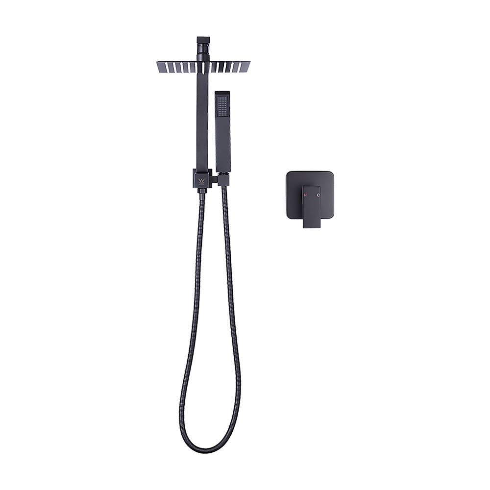 WELS 8" Rain Shower Head Set Square Dual Heads Faucet High Pressure With Mixer V63-828031