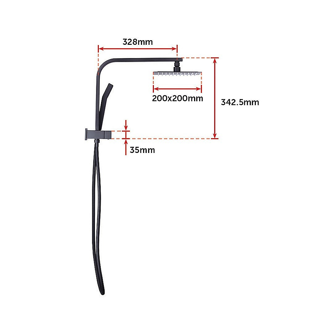 WELS 8" Rain Shower Head Set Square Dual Heads Faucet High Pressure With Mixer V63-828031
