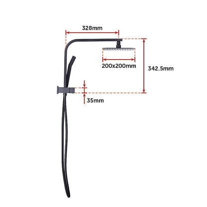 WELS 8" Rain Shower Head Set Square Dual Heads Faucet High Pressure With Mixer V63-828031