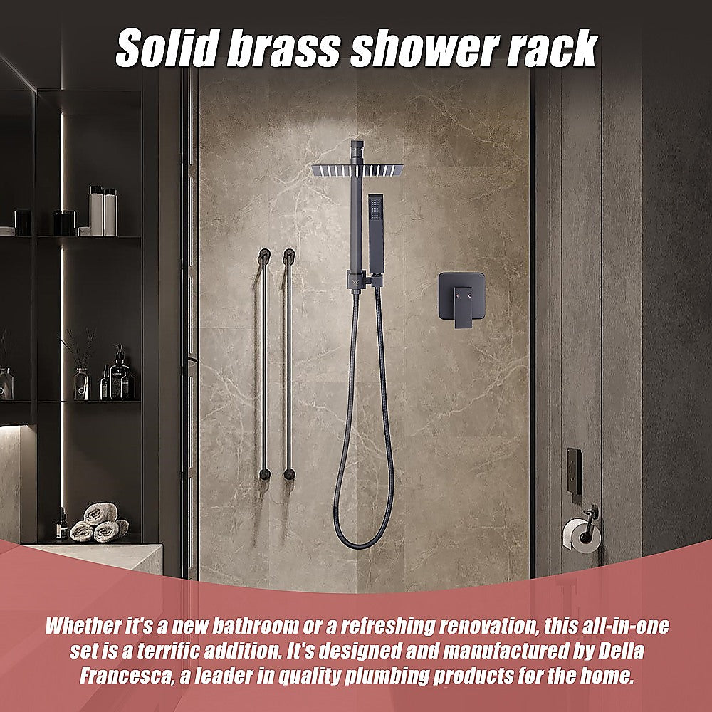 WELS 8" Rain Shower Head Set Square Dual Heads Faucet High Pressure With Mixer V63-828031