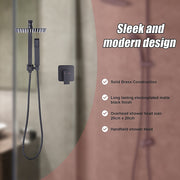 WELS 8" Rain Shower Head Set Square Dual Heads Faucet High Pressure With Mixer V63-828031