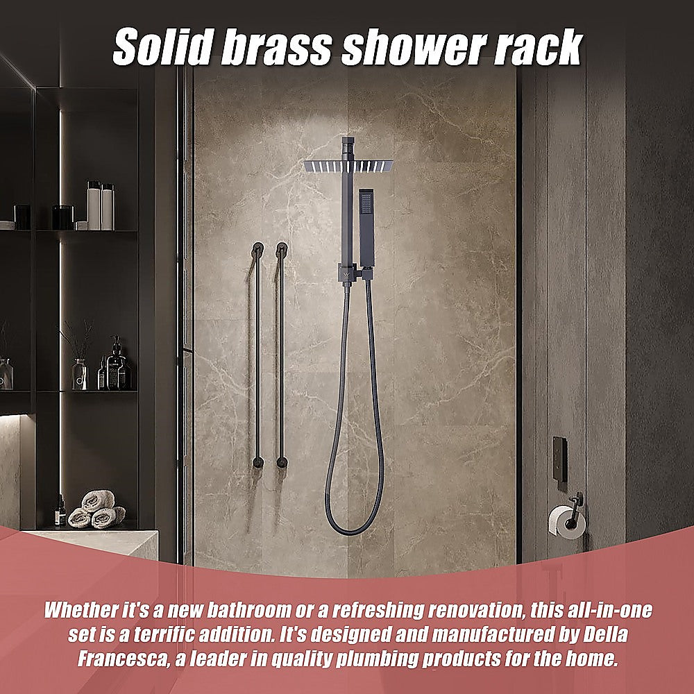 WELS 8" Rain Shower Head Set Square Dual Heads Faucet High Pressure Hand Held V63-828041
