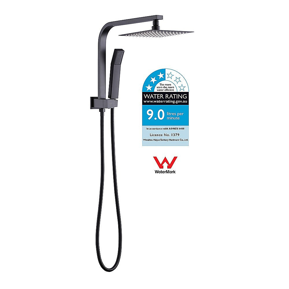 WELS 8" Rain Shower Head Set Square Dual Heads Faucet High Pressure Hand Held V63-828041
