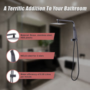 WELS 8" Rain Shower Head Set Square Dual Heads Faucet High Pressure Hand Held V63-828041
