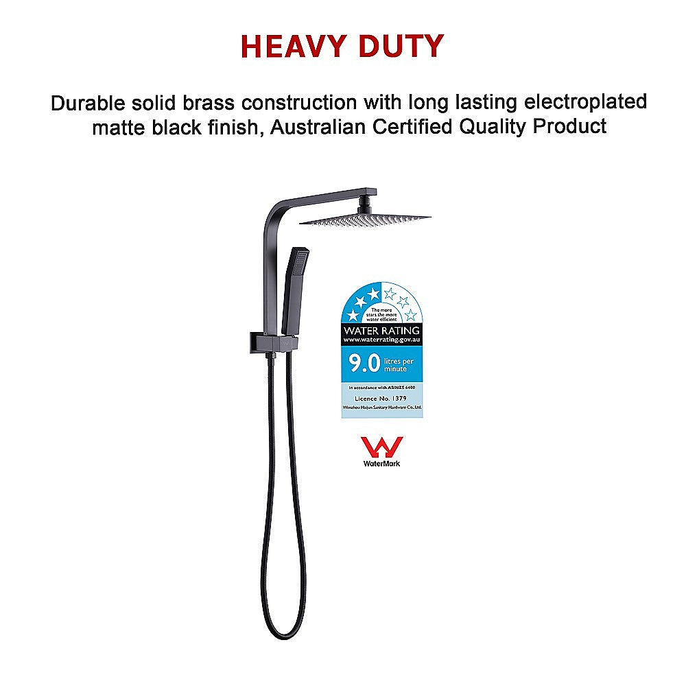 WELS 8" Rain Shower Head Set Square Dual Heads Faucet High Pressure Hand Held V63-828041