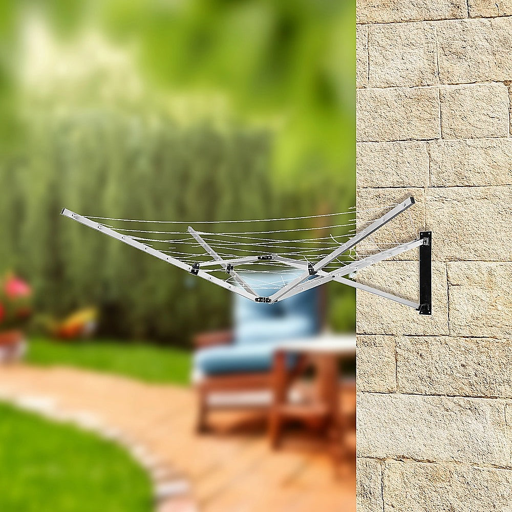 26m 5 Arm Wall Hang Mountable Clothes Airer Dryer Washing Line Bathroom Kitchen V63-828071