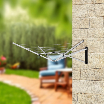26m 5 Arm Wall Hang Mountable Clothes Airer Dryer Washing Line Bathroom Kitchen V63-828071