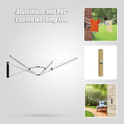 26m 5 Arm Wall Hang Mountable Clothes Airer Dryer Washing Line Bathroom Kitchen V63-828071