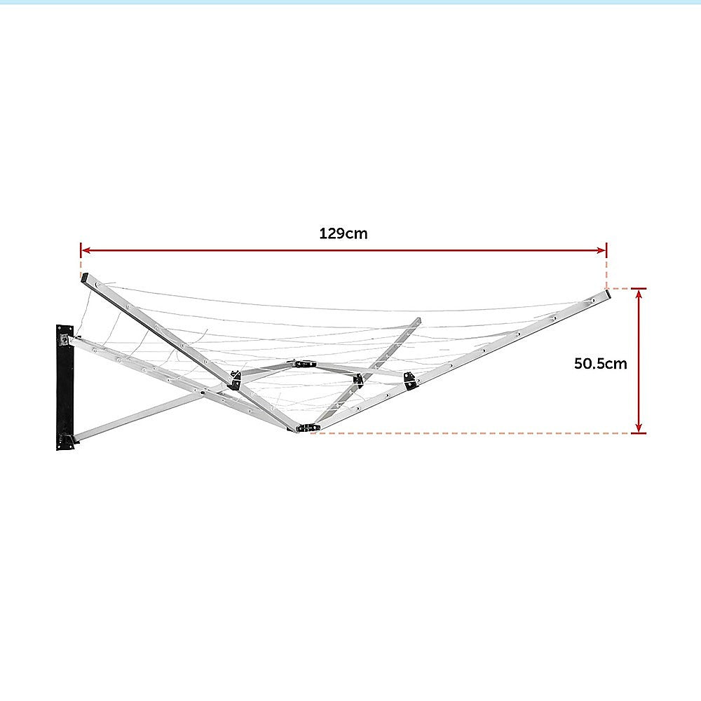 26m 5 Arm Wall Hang Mountable Clothes Airer Dryer Washing Line Bathroom Kitchen V63-828071