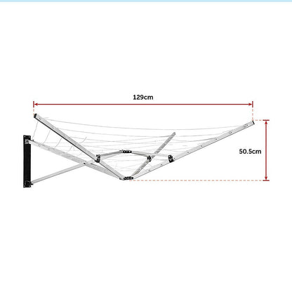 26m 5 Arm Wall Hang Mountable Clothes Airer Dryer Washing Line Bathroom Kitchen V63-828071