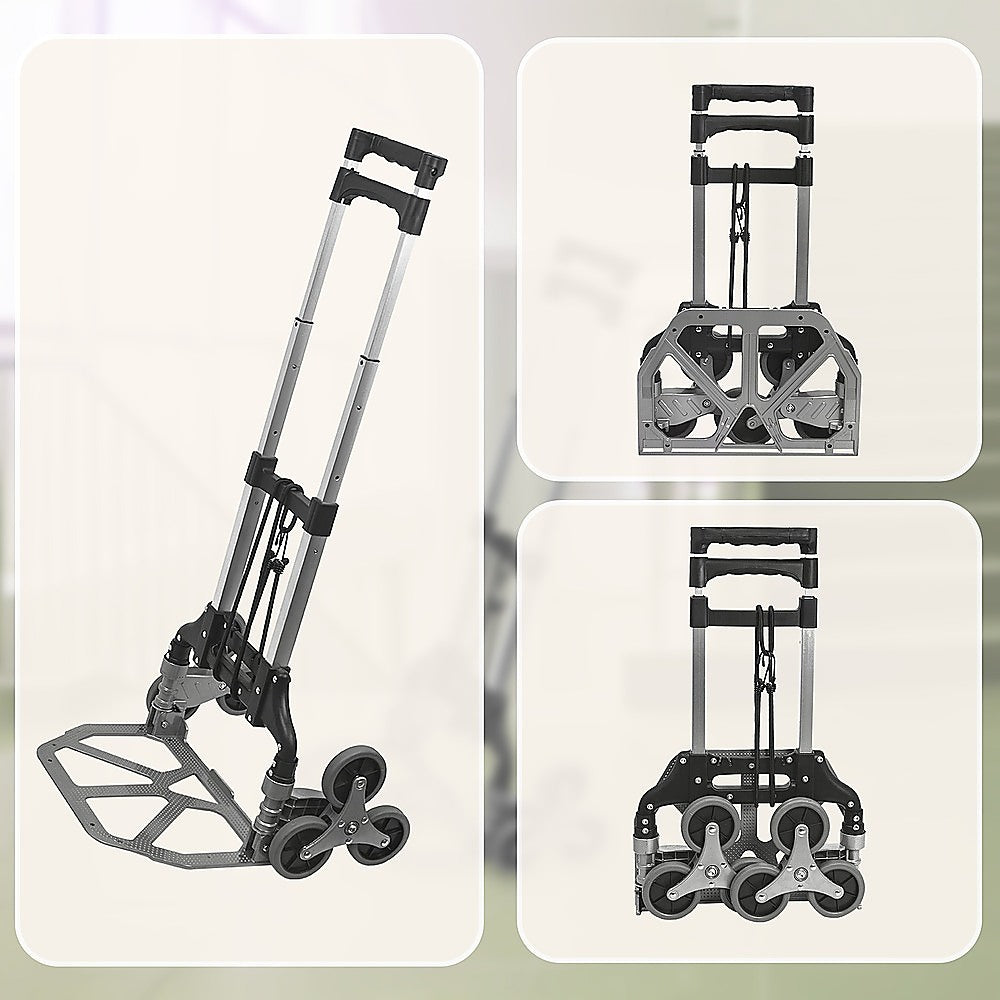 Stair Climbing Trolley 6 Wheels Aluminium Folding Hand Cart Climb Steps V63-828111