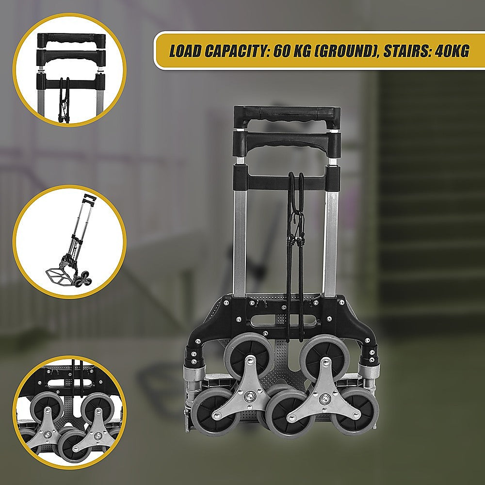 Stair Climbing Trolley 6 Wheels Aluminium Folding Hand Cart Climb Steps V63-828111