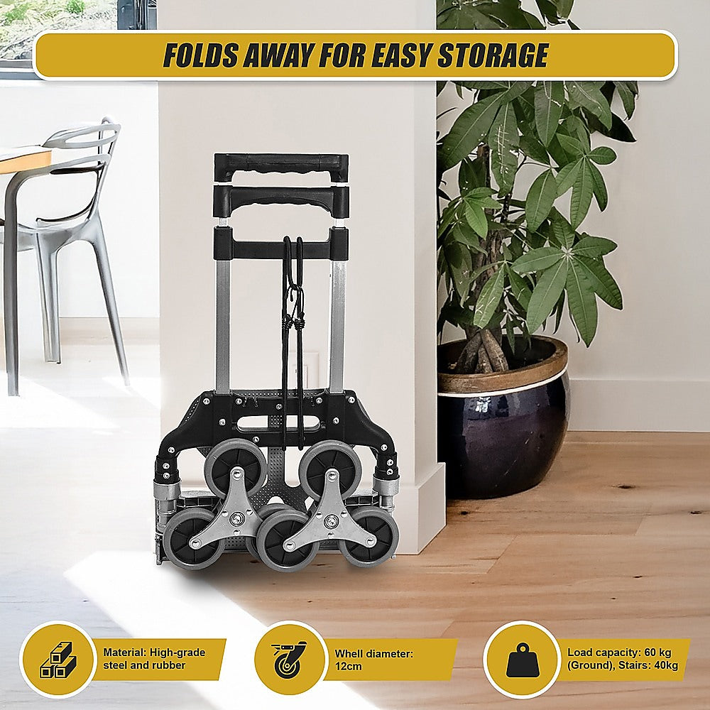 Stair Climbing Trolley 6 Wheels Aluminium Folding Hand Cart Climb Steps V63-828111
