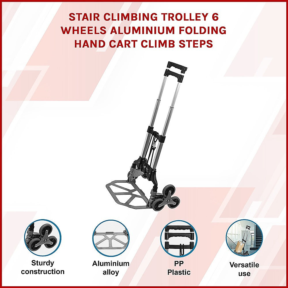 Stair Climbing Trolley 6 Wheels Aluminium Folding Hand Cart Climb Steps V63-828111