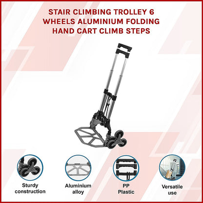 Stair Climbing Trolley 6 Wheels Aluminium Folding Hand Cart Climb Steps V63-828111