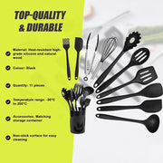 11pcs Kitchen Utensil Set Silicone Heat-Resistant Non-Stick Kitchen Utensils kit V63-828121