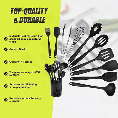11pcs Kitchen Utensil Set Silicone Heat-Resistant Non-Stick Kitchen Utensils kit V63-828121