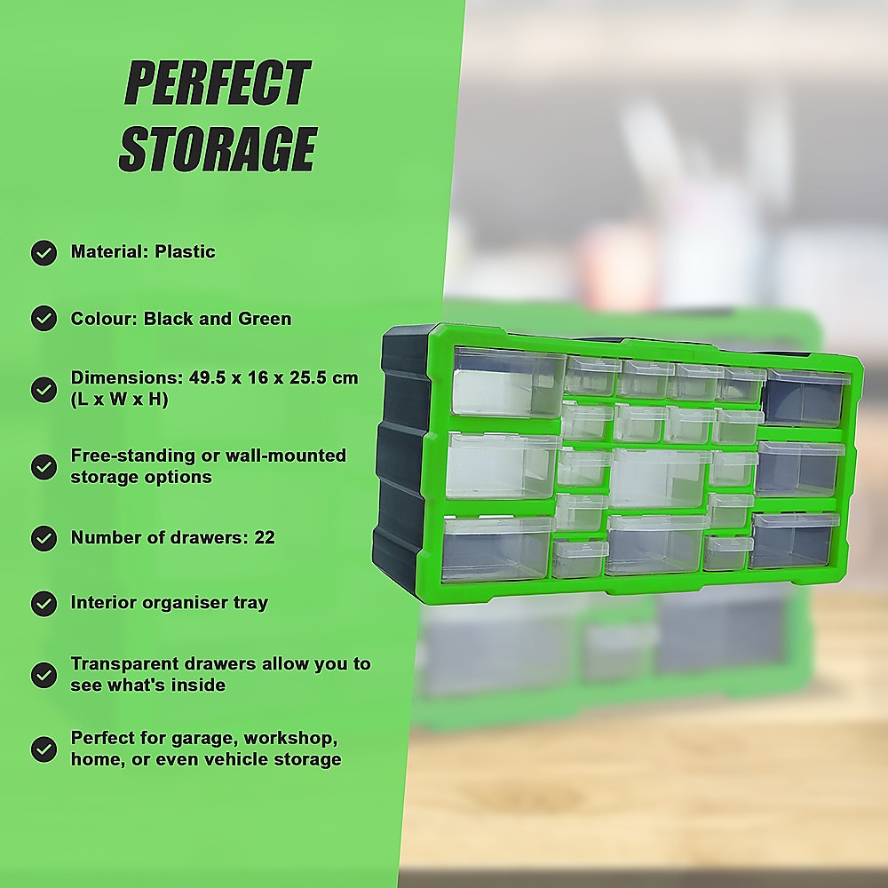 22 Multi Drawer Parts Storage Cabinet Unit Organiser Home Garage Tool Box V63-828221