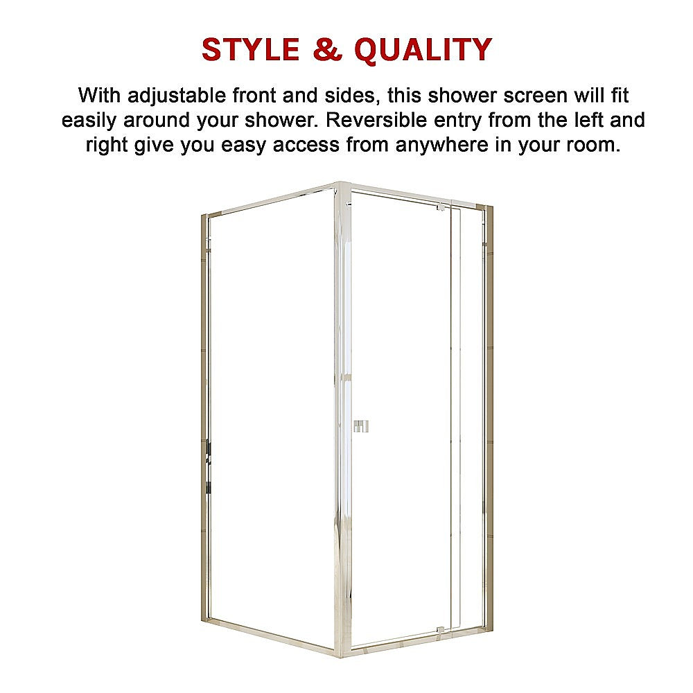 Semi Frameless Shower Screen (82~90)x 195cm & (98~101)x 195cm Side AS/NZS Glass V63-828641