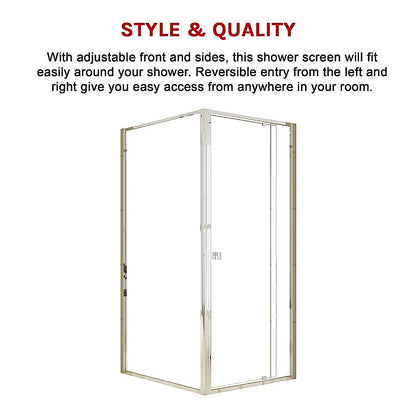 Semi Frameless Shower Screen (82~90)x 195cm & (98~101)x 195cm Side AS/NZS Glass V63-828641
