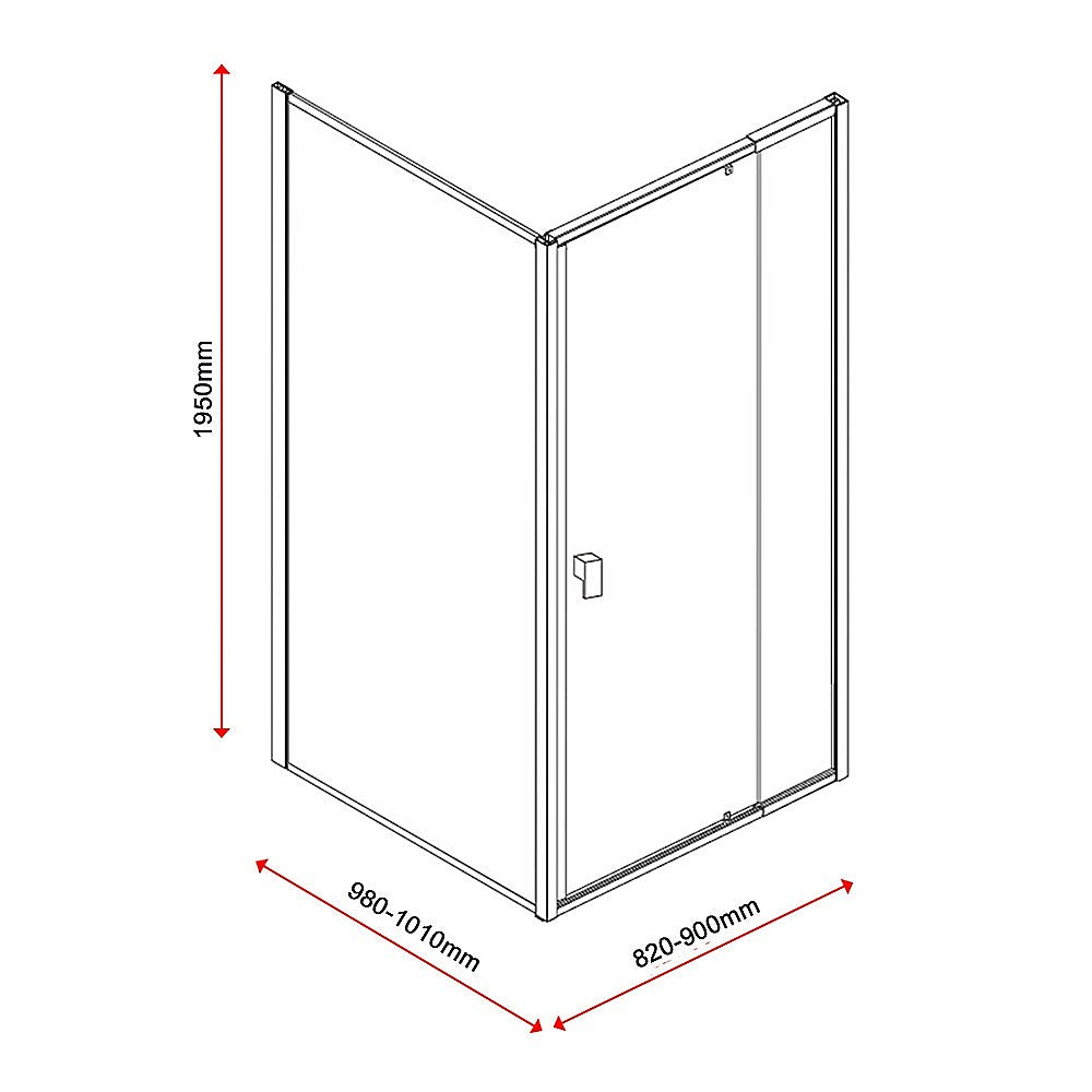 Semi Frameless Shower Screen (82~90)x 195cm & (98~101)x 195cm Side AS/NZS Glass V63-828641