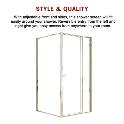 Semi Frameless Shower Screen (98~106)x 195cm & (98~101)x 195cm Side AS/NZS Glass V63-828651