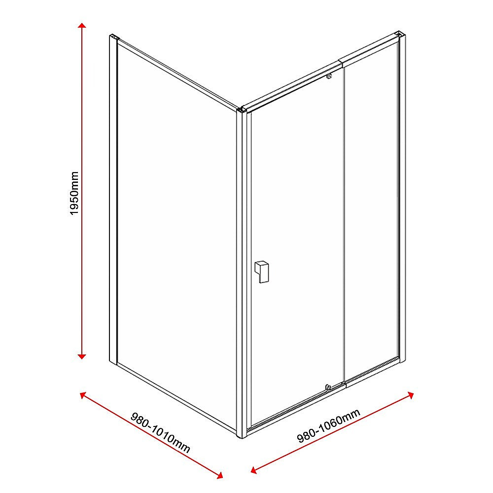 Semi Frameless Shower Screen (98~106)x 195cm & (98~101)x 195cm Side AS/NZS Glass V63-828651