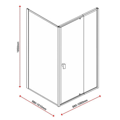 Semi Frameless Shower Screen (98~106)x 195cm & (98~101)x 195cm Side AS/NZS Glass V63-828651