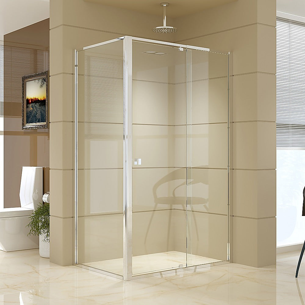 Semi Frameless Shower Screen (114~122)x 195cm & (98~101)x195cm Side AS/NZS Glass V63-828661