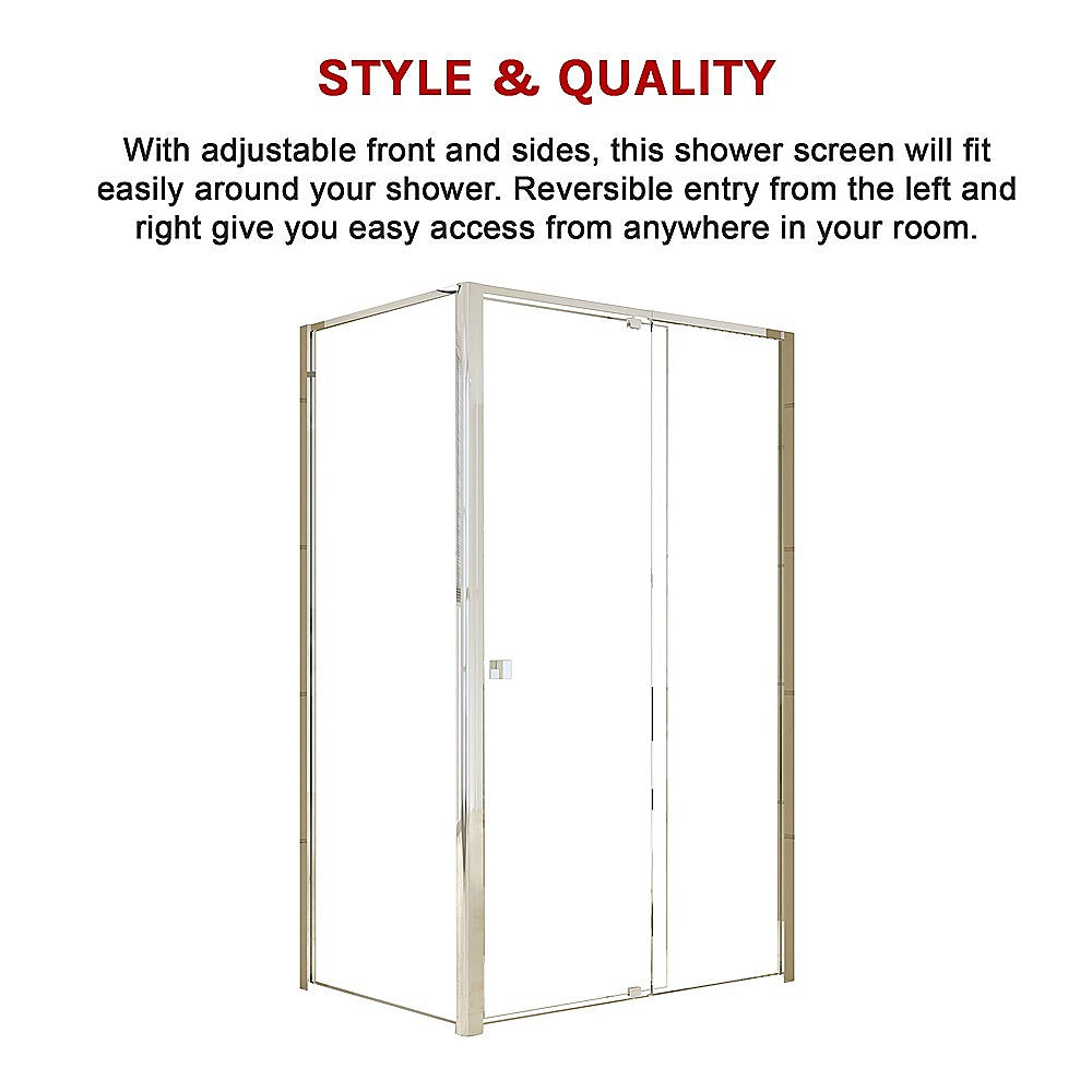 Semi Frameless Shower Screen (114~122)x 195cm & (98~101)x195cm Side AS/NZS Glass V63-828661