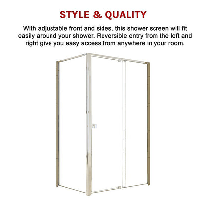 Semi Frameless Shower Screen (114~122)x 195cm & (98~101)x195cm Side AS/NZS Glass V63-828661